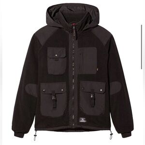 Alpha Industries Mixed Media Fleece Full-Zip Jacket in Black